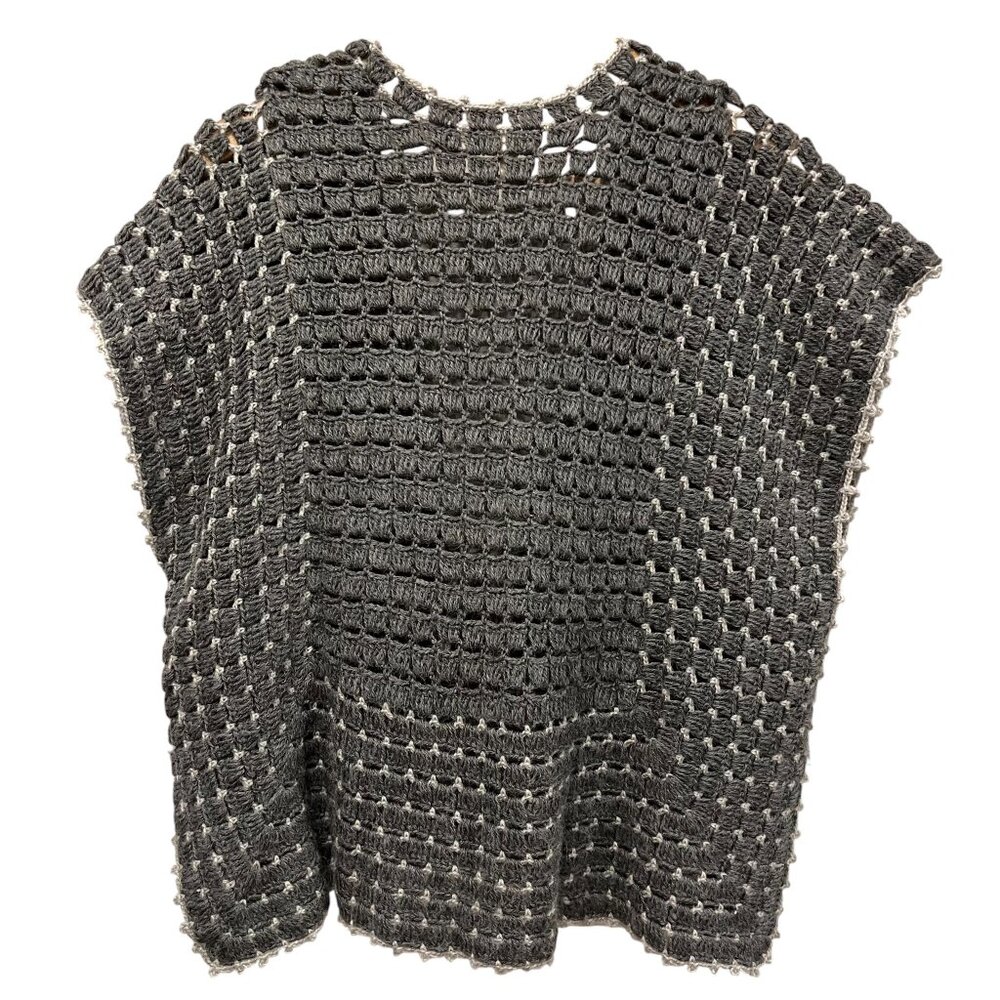 Anthropologie Moth Crochet Boxy V-neck Vest, Gray, S - Picture 3 of 12